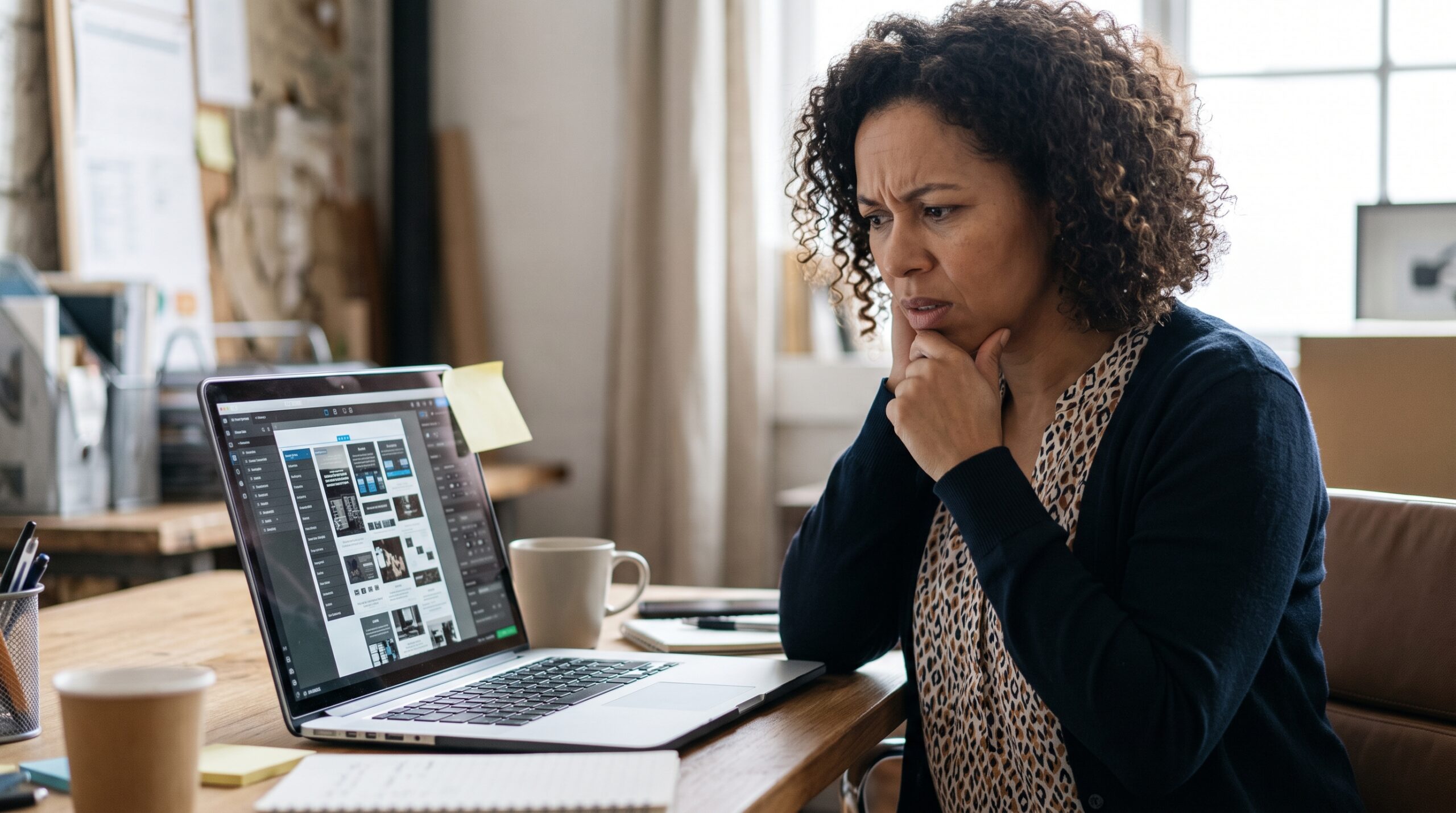 Small business owner struggling to update an AI website builder site